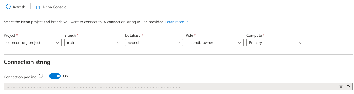 Connection string UI